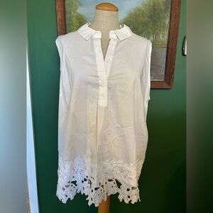 Dana Buchman White Blouse with Lace Detail